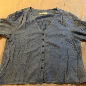 Madewell Blue Ruffle Top